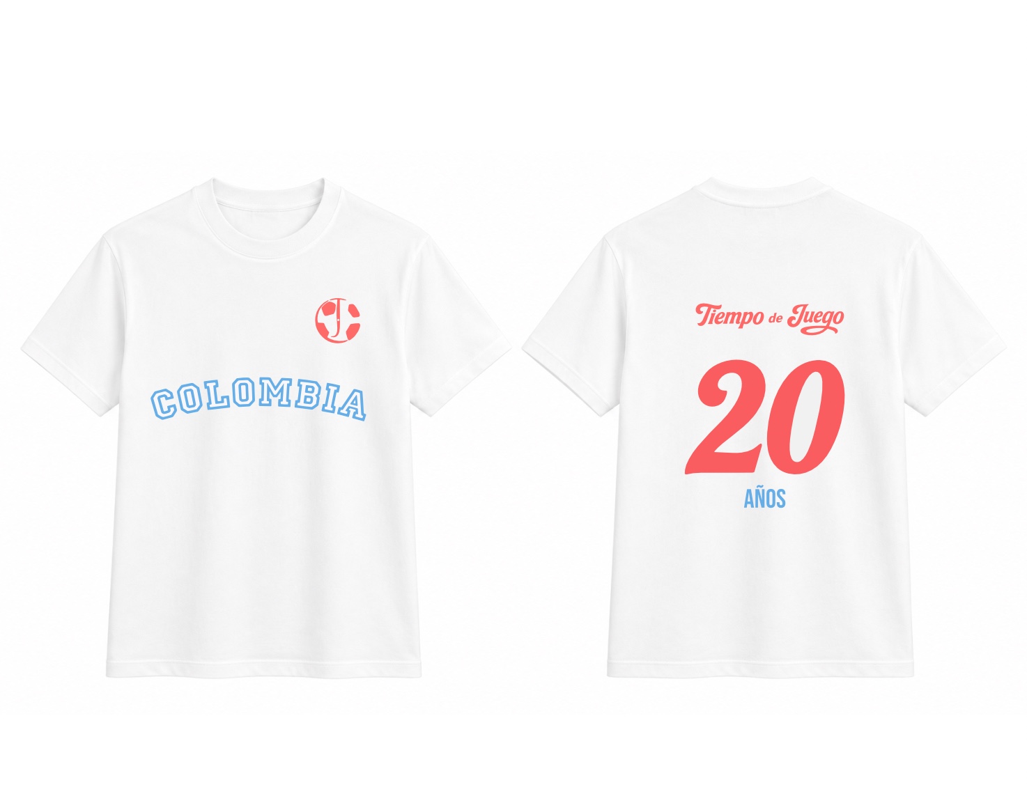 Camiseta Conmemorativa Tiempo de Juego – 20 Años | Edición Colombia Blanca